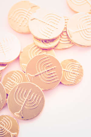A still life composed of elements of the Jewish Chanukah/Hanukkah festival.の写真素材