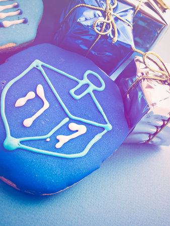 Gourmet cookies decorated for Hanukkah.