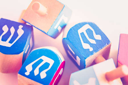 A still life composed of elements of the Jewish Chanukah/Hanukkah festival.の写真素材