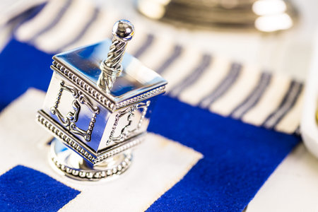 Table set with cocktails and chocolates to celebrate Hanukkah.の写真素材
