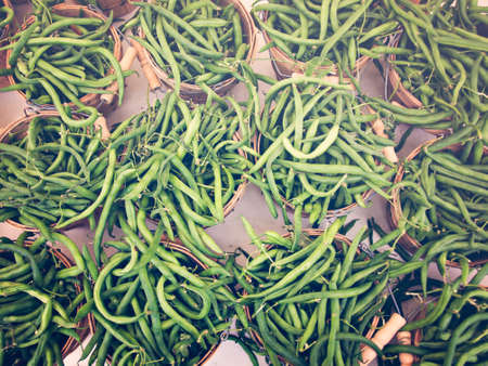 Green beans peppers at the local farmer's market.の写真素材