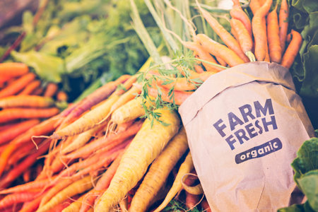Fresh organic produce on sale at the local farmers market.