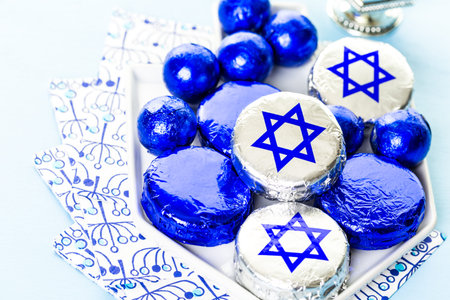 Chocolates with Star of David for Hanukkah.の写真素材