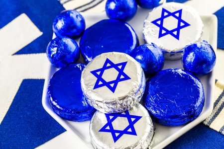 Chocolates with Star of David for Hanukkah.の写真素材