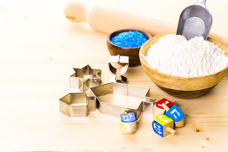 Baking sugar cookies for Hanukkah.