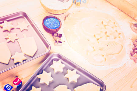 Baking sugar cookies for Hanukkah.の写真素材