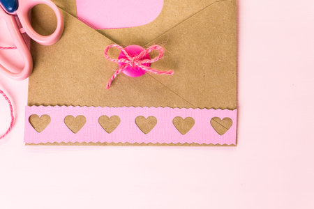 Hand crafted Valentines Day card from recycled paper.