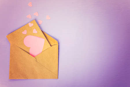 Hand crafted Valentines Day card from recycled paper.の写真素材