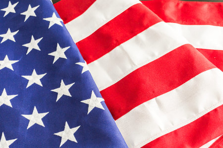 Large American Flag on the table.