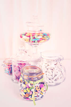 Variery of colorful candies on a white background.の写真素材