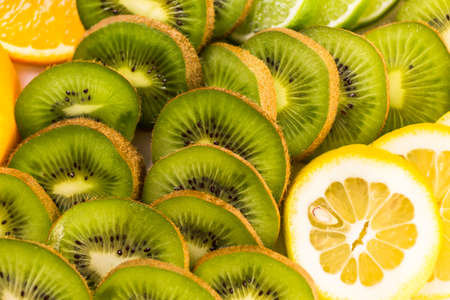 Variety of citrus fruit including lemons, lines, grapefruits and oranges.の写真素材