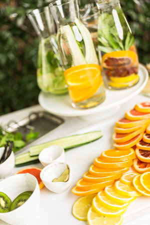 Detox citrus infused water as a refreshing summer drink.