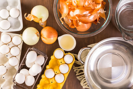 Dyeing Easter eggs with natural dye colors.