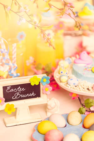 Dessert table decorated for Easter brunch.の写真素材