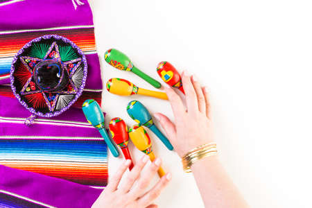 Traditional colorful table decorationsの写真素材