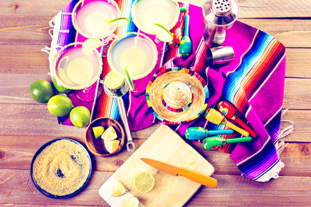 Classic lime margarita with garnish lime and turbinado sugarの写真素材