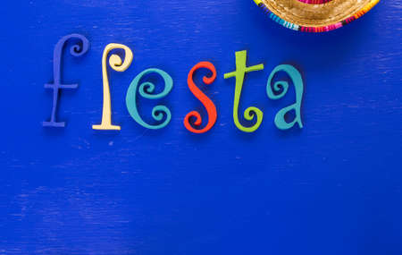 Traditional colorful table decorations for celebrating Fiesta.の写真素材