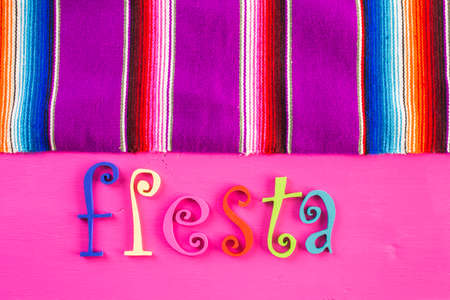 Traditional colorful table decorations for celebrating Fiesta.の写真素材