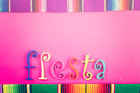 Traditional colorful table decorations for celebrating Fiesta.の写真素材