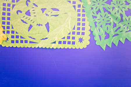 Traditional colorful table decorations for celebrating Fiesta.の写真素材