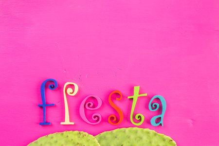 Traditional colorful table decorations for celebrating Fiesta.の写真素材