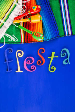 Traditional colorful table decorations for celebrating Fiesta.の写真素材