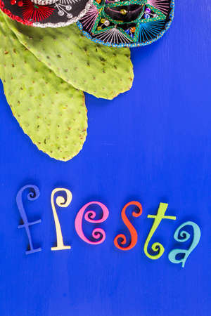 Traditional colorful table decorations for celebrating Fiesta.の写真素材