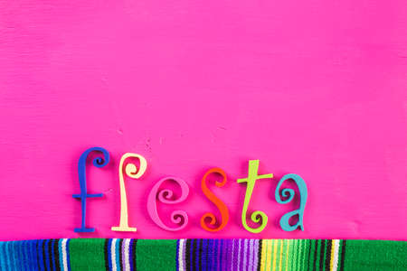Traditional colorful table decorations for celebrating Fiesta.の写真素材