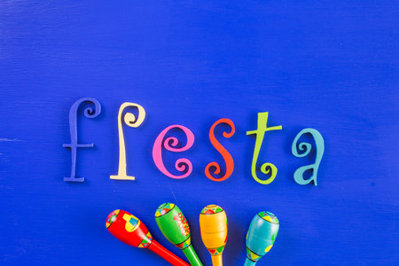 Traditional colorful table decorations for celebrating Fiesta.