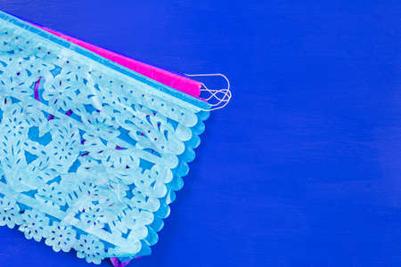 Traditional colorful table decorations for celebrating Fiesta.の写真素材