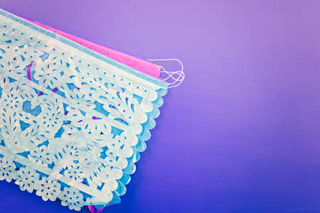 Traditional colorful table decorations for celebrating Fiesta.の写真素材