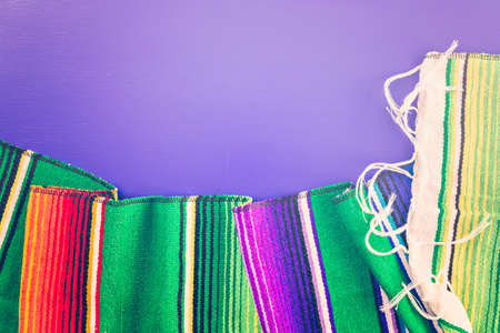 Traditional colorful table decorations for celebrating Fiesta.の写真素材