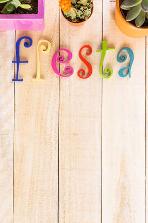 Traditional colorful table decorations for celebrating Fiesta.の写真素材