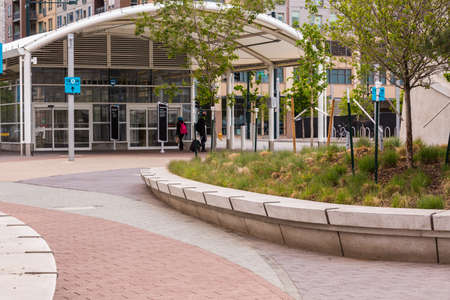 Denver, Colorado, USA-May 15, 2016. Union Station lightrail stop in downtown Denver, Colorado.のeditorial素材