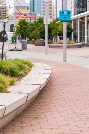 Denver, Colorado, USA-May 15, 2016. Union Station lightrail stop in downtown Denver, Colorado.のeditorial素材