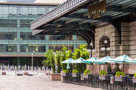 Denver, Colorado, USA-May 15, 2016. View of Denver Union Station from Wynkoop Street.のeditorial素材