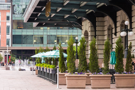 Denver, Colorado, USA-May 15, 2016. View of Denver Union Station from Wynkoop Street.のeditorial素材