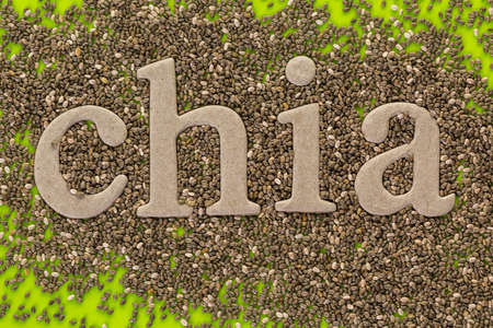 Healthy Chia seeds with chia sign  close-up.の写真素材