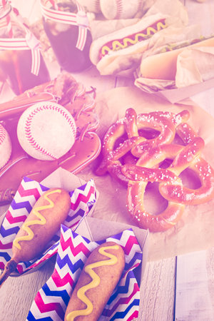 Baseball party food with ballsの写真素材