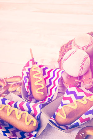 Baseball party food with ballsの写真素材