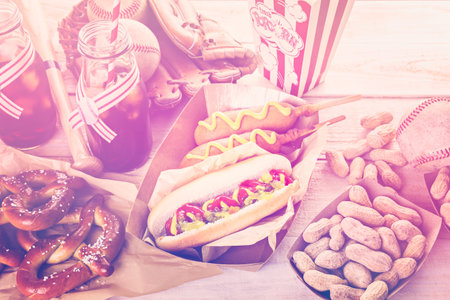 Baseball party food with ballsの写真素材