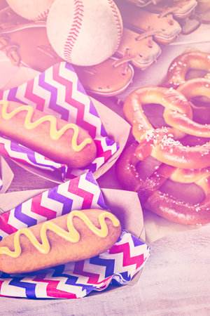 Baseball party food with ballsの写真素材