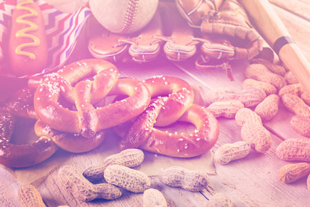 Baseball party food with ballsの写真素材