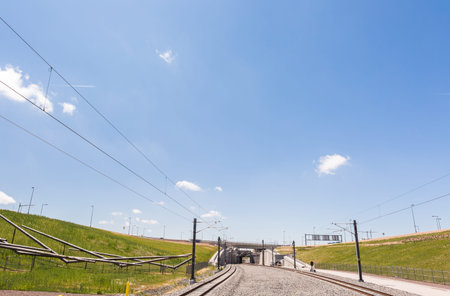Denver, Colorado, USA-June 1, 2016. Denver Airport commuter rail station in the Summer.