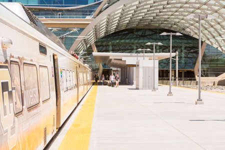 Denver, Colorado, USA-June 1, 2016. Denver Airport commuter rail station in the Summer.のeditorial素材