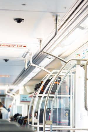 Interior of commuter train from Denver Airport to Denver Union Station.の写真素材
