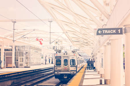 Denver, Colorado, USA-June 1, 2016. View of platforms of Denver Union Station in the Summer.のeditorial素材