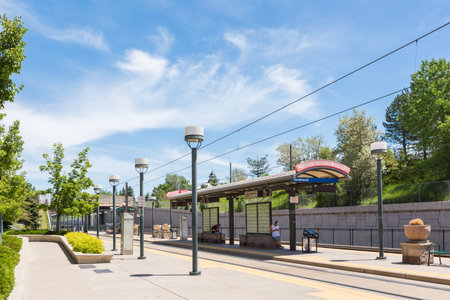 Denver, Colorado, USA-June 6, 2016. Downtown Littleton light rail station in the Summer.