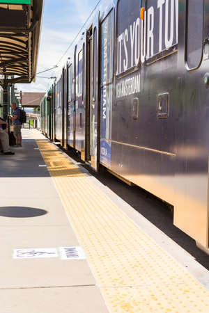 Denver, Colorado, USA-June 6, 2016. Downtown Littleton light rail station in the Summer.のeditorial素材