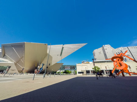 Denver, Colorado, USA-June 9, 2016. Denver Art Museum and Denver Public library in the Summer.のeditorial素材